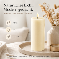 Deluxe Homeart LED Kerze mit Timerfunktion Creme