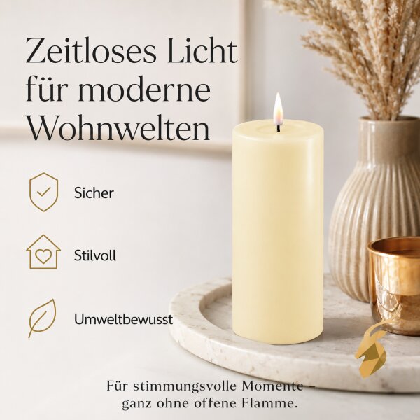 Deluxe Homeart LED Kerze mit Timerfunktion Creme