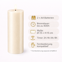 Deluxe Homeart LED Kerze mit Timerfunktion Creme