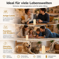 Deluxe Homeart LED Kerze mit Timerfunktion Creme