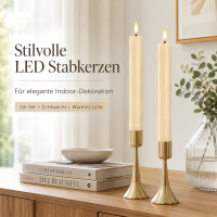 Deluxe Homeart LED Stabkerze mit Timerfunktion Creme