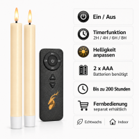 Deluxe Homeart LED Stabkerze mit Timerfunktion Creme
