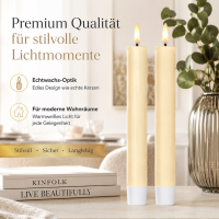 Deluxe Homeart LED Stabkerze mit Timerfunktion Creme