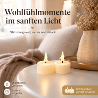 Deluxe Homeart Teelicht 2er Set mit Timerfunktion Creme