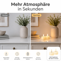Deluxe Homeart Teelicht 2er Set mit Timerfunktion Creme