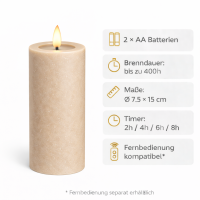 Deluxe Homeart LED Kerze mit Timerfunktion Sand