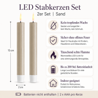 Deluxe Homeart LED Stabkerze mit Timerfunktion Sand