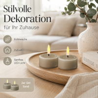 Deluxe Homeart Teelicht 2er Set mit Timerfunktion Sand