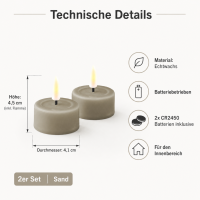 Deluxe Homeart Teelicht 2er Set mit Timerfunktion Sand