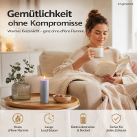 Deluxe Homeart LED Kerze mit Timerfunktion Dust Blue