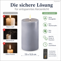 Deluxe Homeart LED Kerze mit Timerfunktion Dust Blue