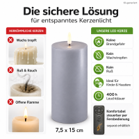 Deluxe Homeart LED Kerze mit Timerfunktion Dust Blue