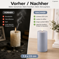 Deluxe Homeart LED Kerze mit Timerfunktion Dust Blue