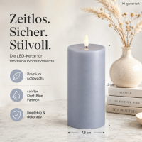 Deluxe Homeart LED Kerze mit Timerfunktion Dust Blue
