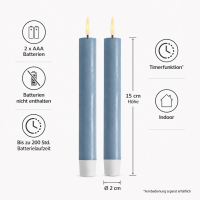 Deluxe Homeart LED Stabkerze mit Timerfunktion Dust Blue