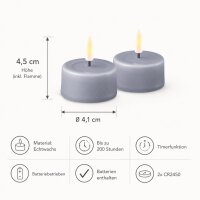Deluxe Homeart Teelicht 2er Set mit Timerfunktion Dust Blue