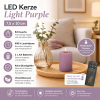 Deluxe Homeart LED Kerze mit Timerfunktion Light Purple