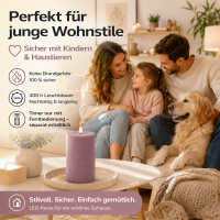 Deluxe Homeart LED Kerze mit Timerfunktion Light Purple
