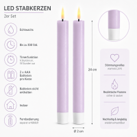 Deluxe Homeart LED Stabkerze mit Timerfunktion Light Purple
