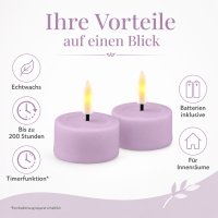 Deluxe Homeart Teelicht 2er Set mit Timerfunktion Light Purple