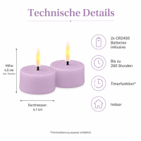 Deluxe Homeart Teelicht 2er Set mit Timerfunktion Light Purple