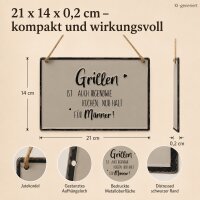 Metallschild Grillparty 0,2cm 21cm Weiß Creme Blechschild zum Aufhängen