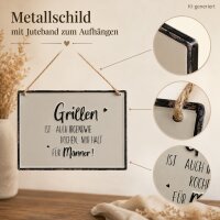 Metallschild Grillparty 0,2cm 21cm Weiß Creme Blechschild zum Aufhängen
