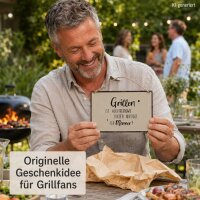 Metallschild Grillparty 0,2cm 21cm Weiß Creme Blechschild zum Aufhängen