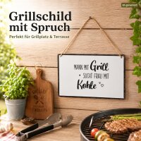 Grillschild mit Spruch 0,2x21cm Weiß Off-White - Schild für Grillplatz