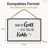 Grillschild mit Spruch 0,2x21cm Weiß Off-White - Schild für Grillplatz
