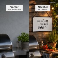 Grillschild mit Spruch 0,2x21cm Weiß Off-White - Schild für Grillplatz