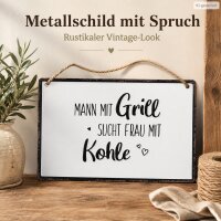 Grillschild mit Spruch 0,2x21cm Weiß Off-White - Schild für Grillplatz