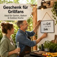 Grillschild mit Spruch 0,2x21cm Weiß Off-White - Schild für Grillplatz