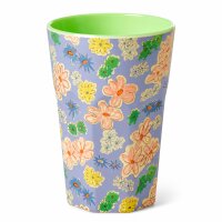 Melamin Kinderbecher 400ml Lila Lavendel - großer Trinkbecher Blumen