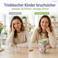 Melamin Kinderbecher 400ml Lila Lavendel - großer Trinkbecher Blumen