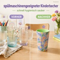 Melamin Kinderbecher 400ml Lila Lavendel - großer Trinkbecher Blumen