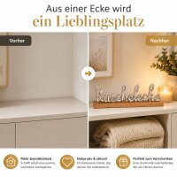 Kuschelecke Schriftzug aus Aluminium auf Mangoholz-Standfuß
