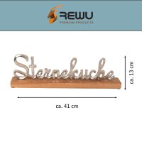 Metall Schriftzug Sterneküche auf Holz-Standfuß