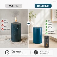 Deluxe Homeart LED Kerze mit Timerfunktion Petrol