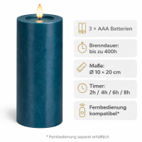 Deluxe Homeart LED Kerze mit Timerfunktion Petrol