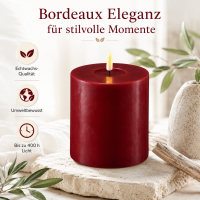 Deluxe Homeart LED Kerze mit Timerfunktion Bordeaux
