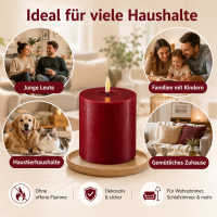 Deluxe Homeart LED Kerze mit Timerfunktion Bordeaux