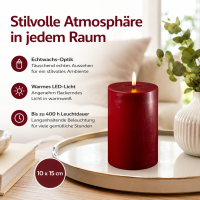 Deluxe Homeart LED Kerze mit Timerfunktion Bordeaux