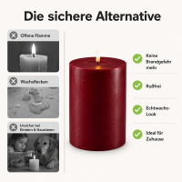 Deluxe Homeart LED Kerze mit Timerfunktion Bordeaux