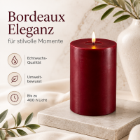 Deluxe Homeart LED Kerze mit Timerfunktion Bordeaux