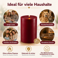 Deluxe Homeart LED Kerze mit Timerfunktion Bordeaux