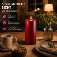 Deluxe Homeart LED Kerze mit Timerfunktion Bordeaux