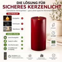 Deluxe Homeart LED Kerze mit Timerfunktion Bordeaux