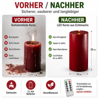 Deluxe Homeart LED Kerze mit Timerfunktion Bordeaux