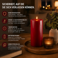 Deluxe Homeart LED Kerze mit Timerfunktion Bordeaux